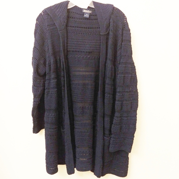 Lucky Brand Sweaters - Lucky Brand navy hoodie blue knit cardigan Sz 2X